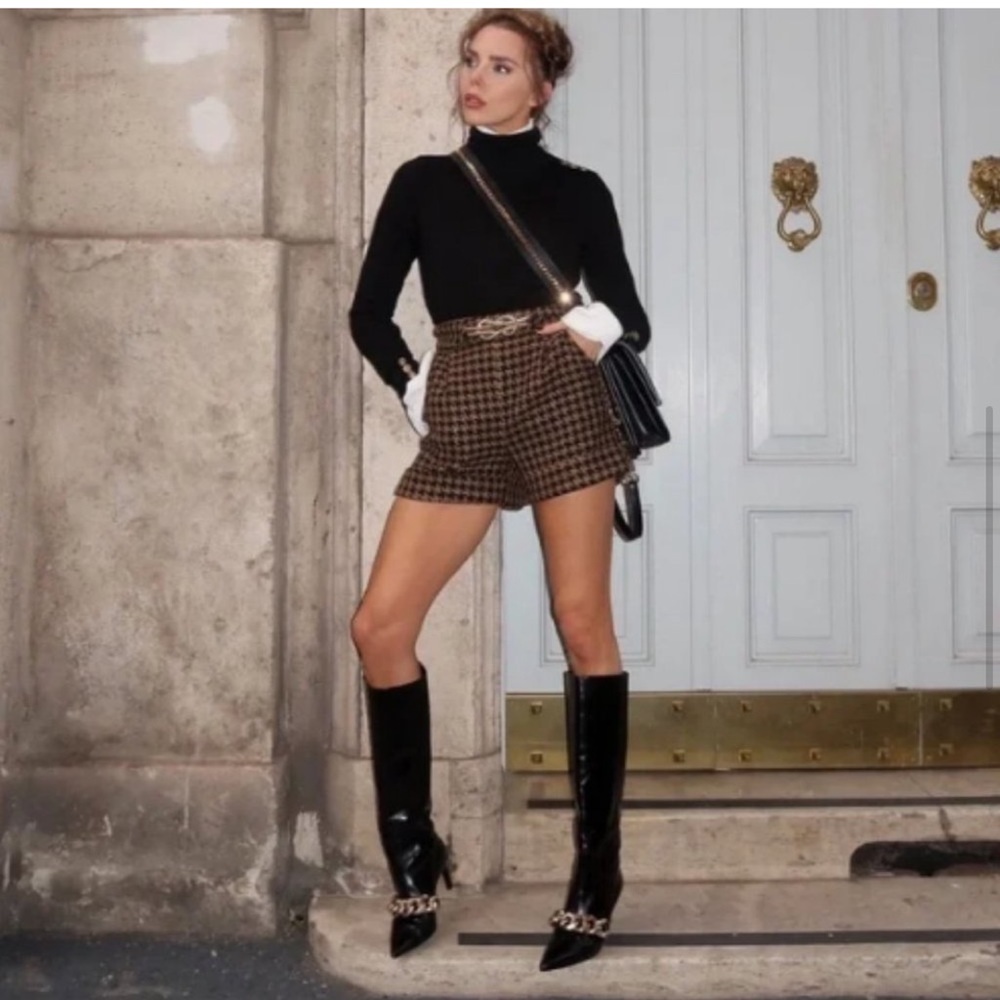 ZARA HEELED LEATHER KNEE HIGH BOOTS WITH CHAIN DETAIL - Picture 4 of 11